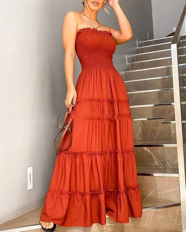 Orange Pleated Dress