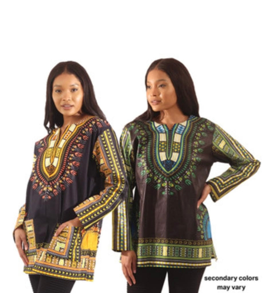 Traditional Print Long-Sleeve Dashiki