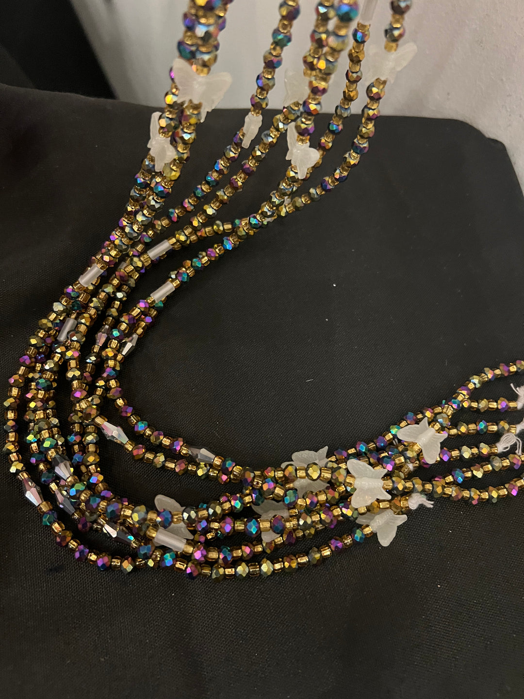 Multi color gold butterfly waist beads