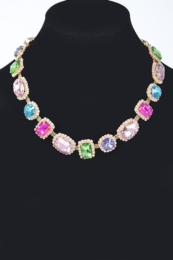 Multi Shape Stone Necklace AMN3387MT