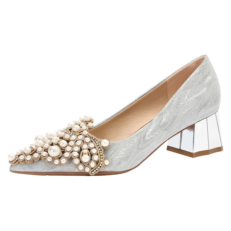 Pearl-Encrusted Bridal Shoe