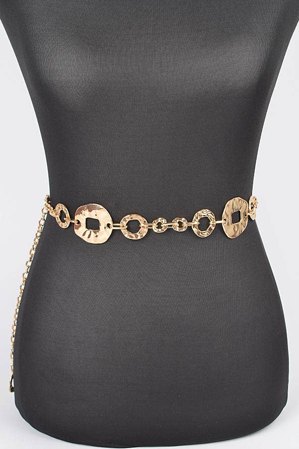 Hammered Metal Plus Size Chain Belt HB8694GD