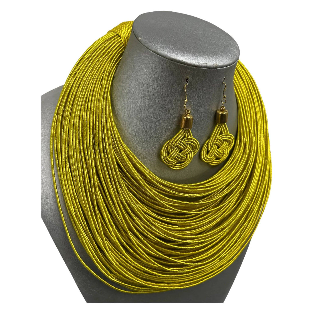 Women's Solid Multiple Layer Necklace and Earring Set