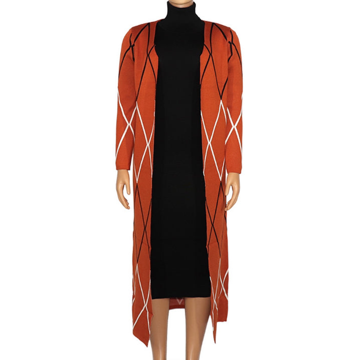 Knit Sweater Turtleneck Dress Long Coat Two-Piece Suit