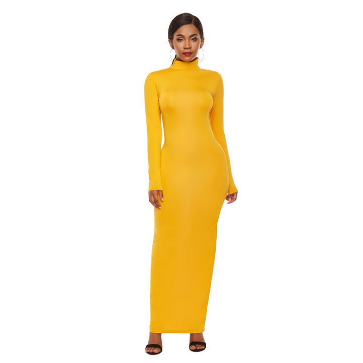 Maxi Long Sleeve Turtleneck Dress Long Dress