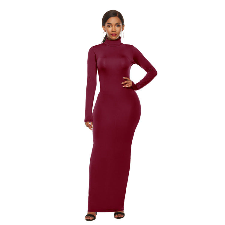 Maxi Long Sleeve Turtleneck Dress Long Dress