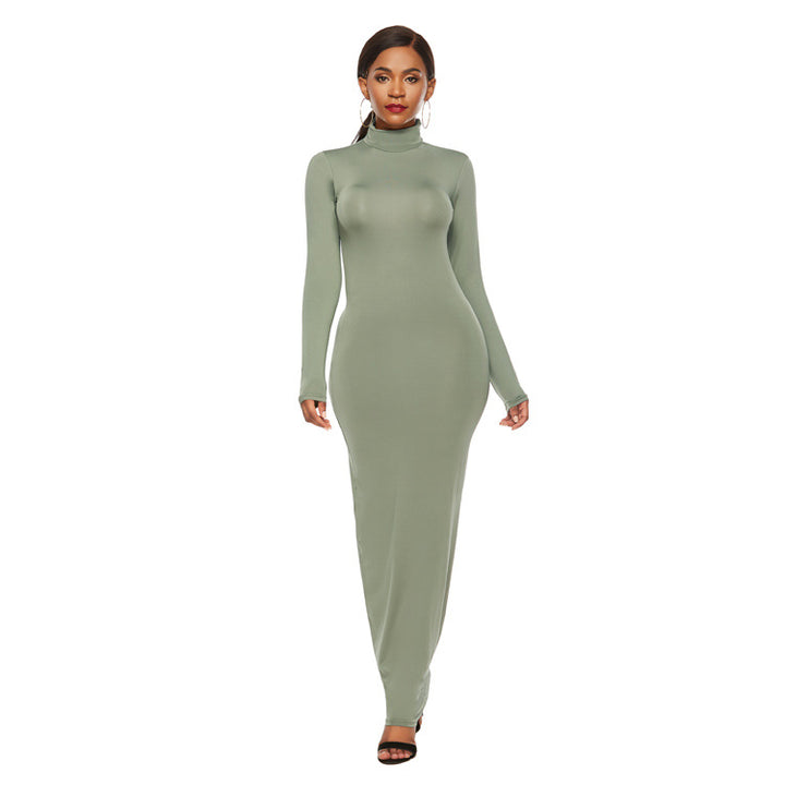 Maxi Long Sleeve Turtleneck Dress Long Dress