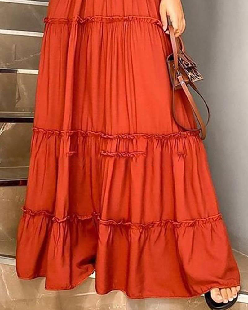 Orange Pleated Dress