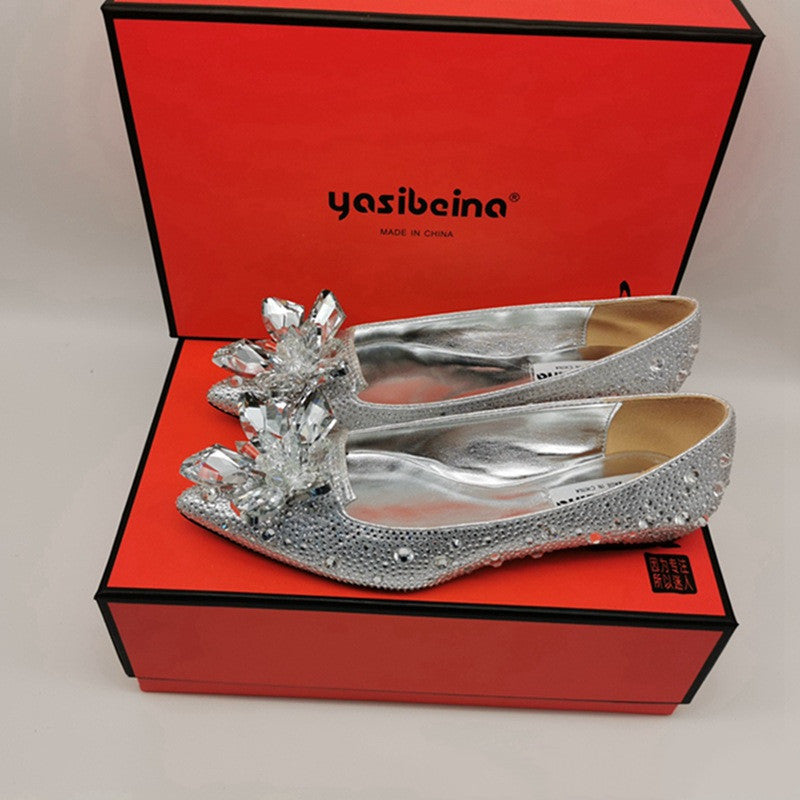 Rhinestone Flowers Flats Bridal Shoes