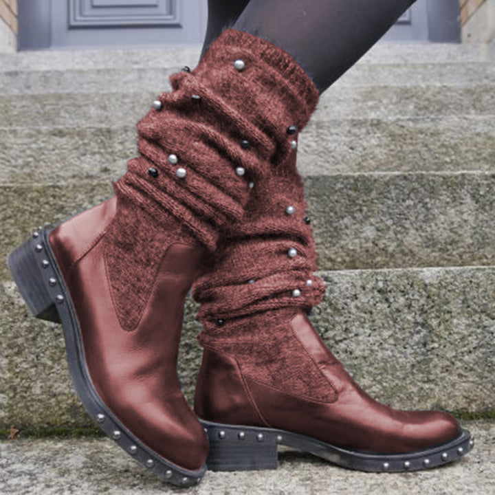 Studded Knit Slouchy boots