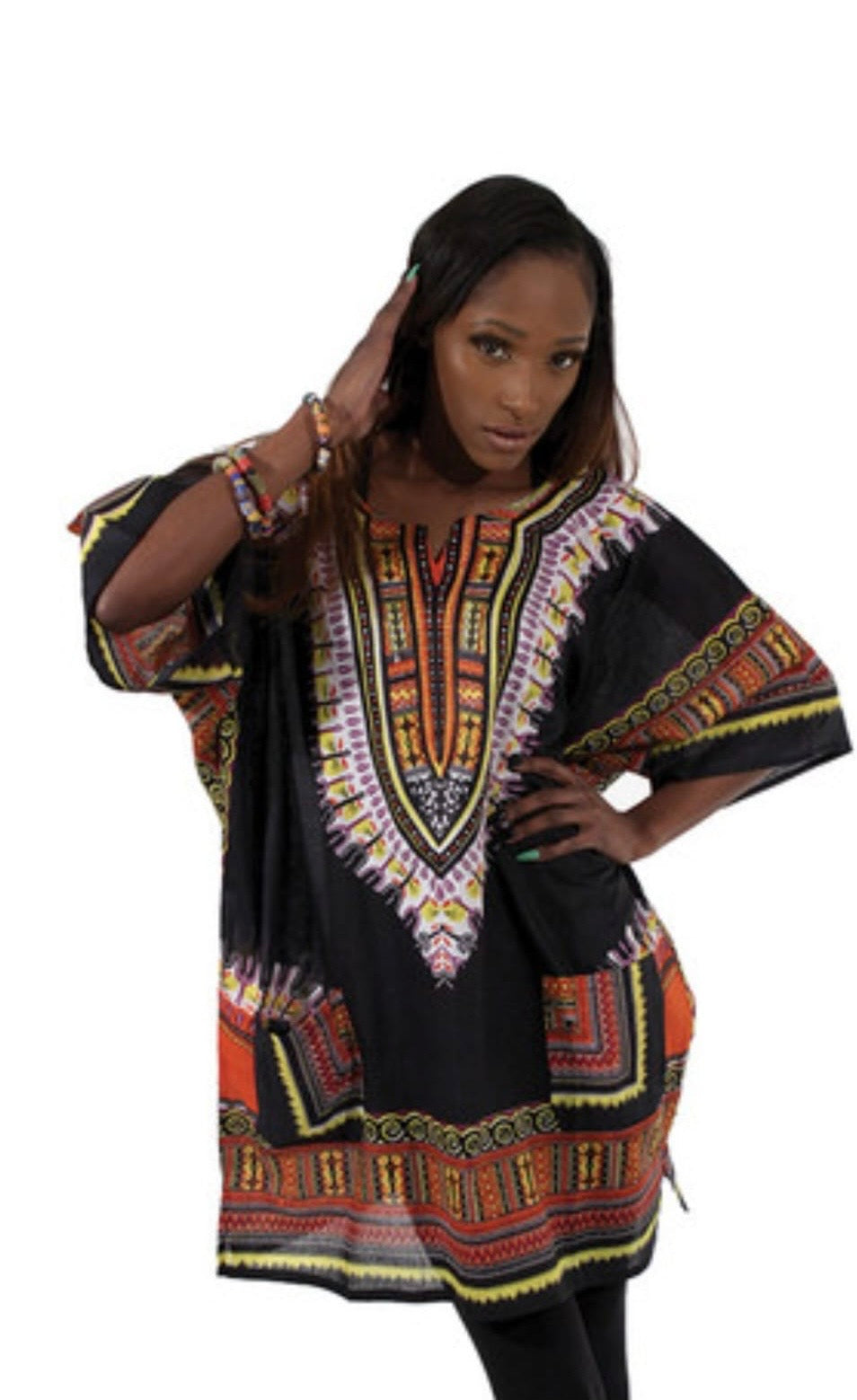 Traditional Print Short-Sleeve Dashiki