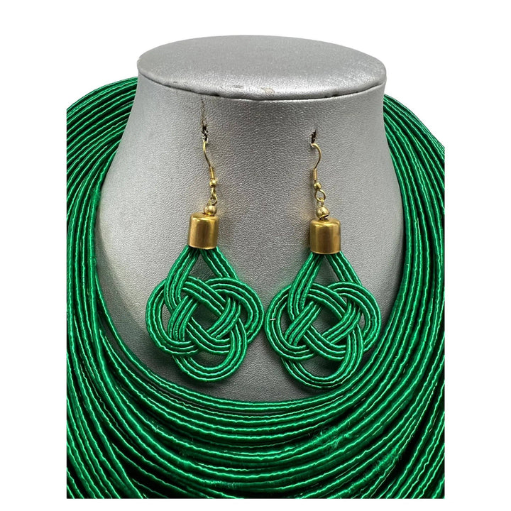 Women's Solid Multiple Layer Necklace and Earring Set