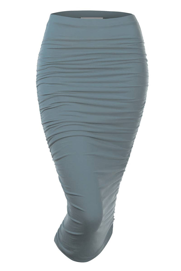 CWBMS070_Slim Fit Ruched Long Pencil Skirt