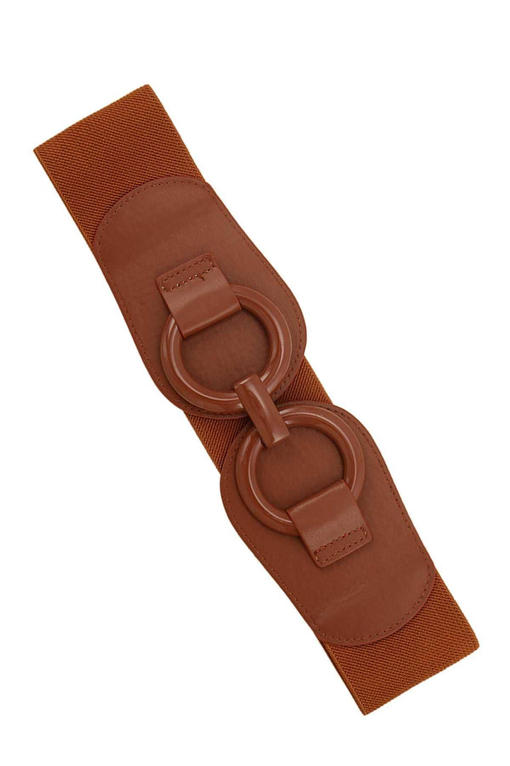 Double Circle Linked Enamel Buckle Elastic Belt 37