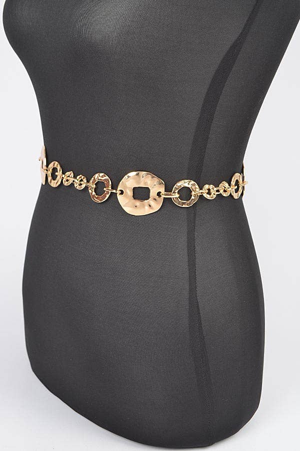 Hammered Metal Plus Size Chain Belt HB8694GD