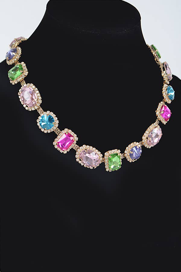 Multi Shape Stone Necklace AMN3387MT