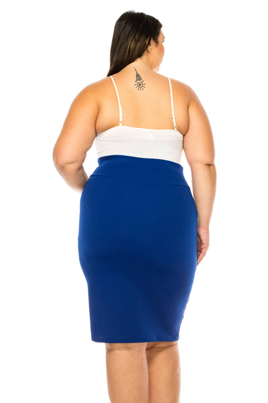 Women's Plus Size Solid Pencil Skirt with Banded Waist