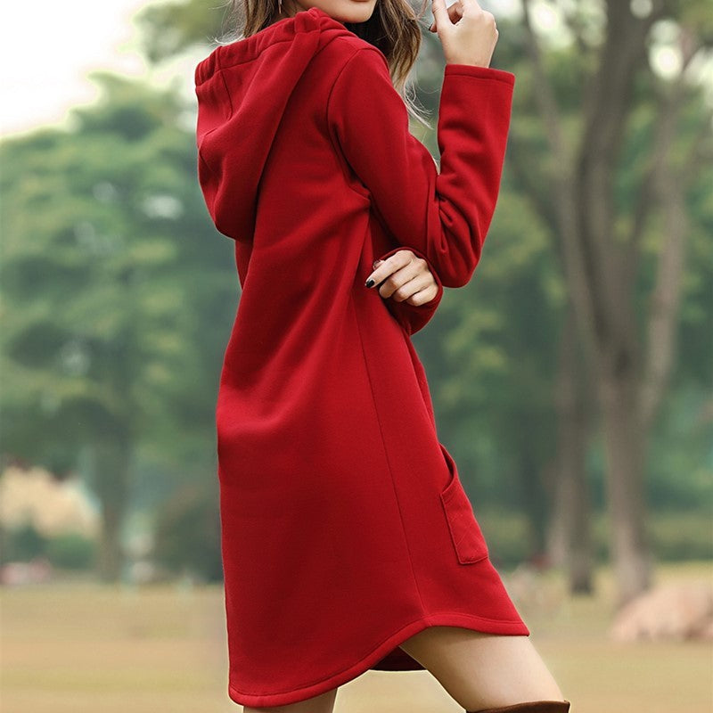 Hooded pocket sweatshirt dress