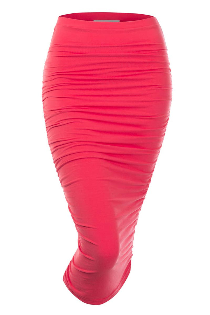 CWBMS070_Slim Fit Ruched Long Pencil Skirt