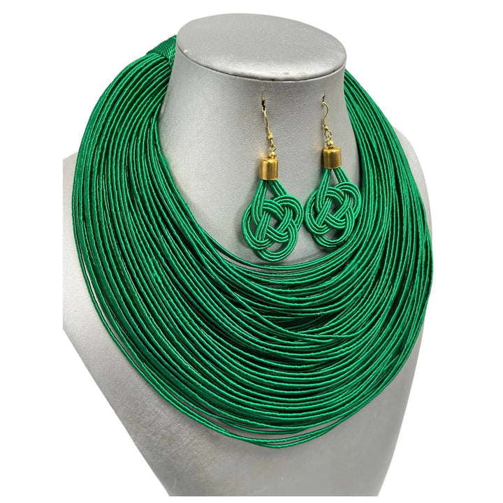 Women's Solid Multiple Layer Necklace and Earring Set