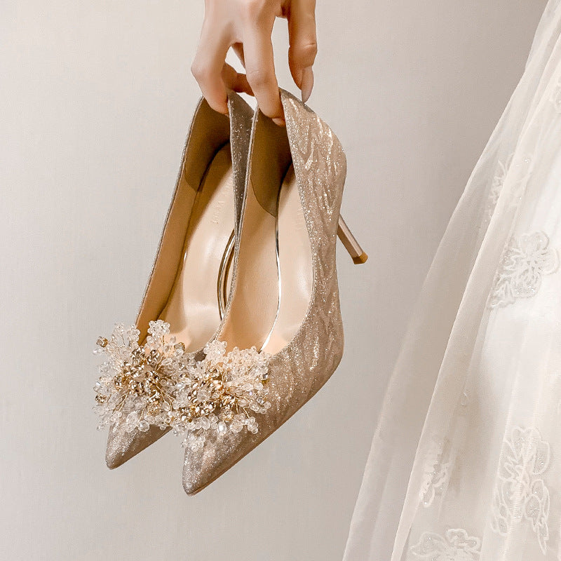 Sequined Lace Bridal Shoes