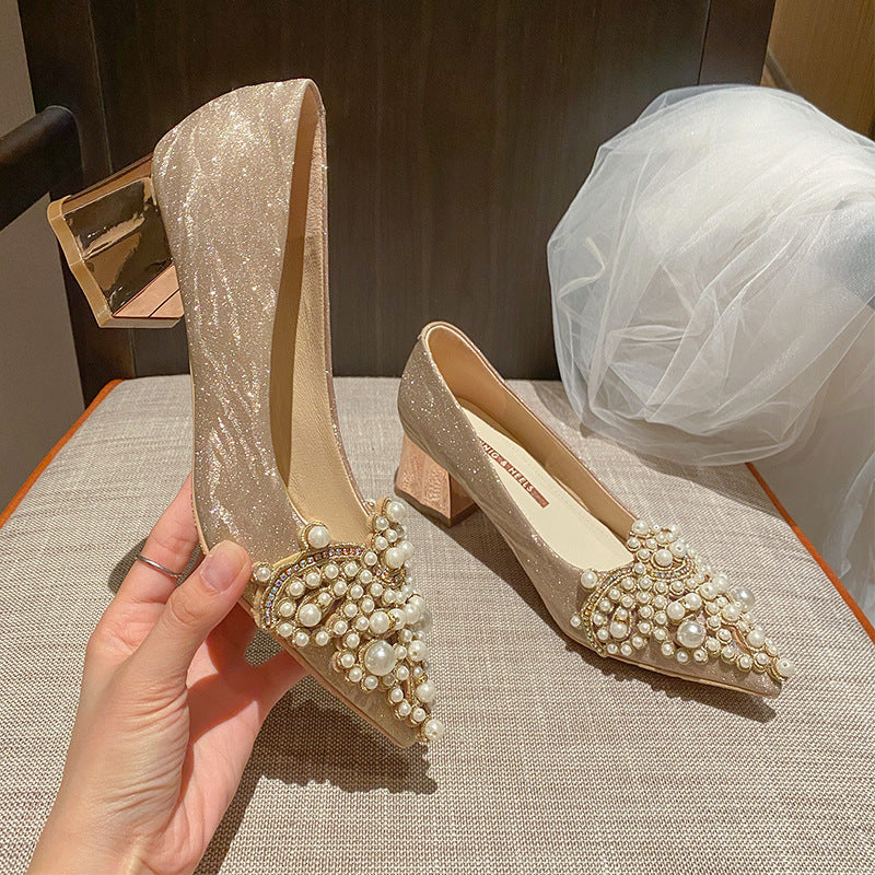 Pearl-Encrusted Bridal Shoe