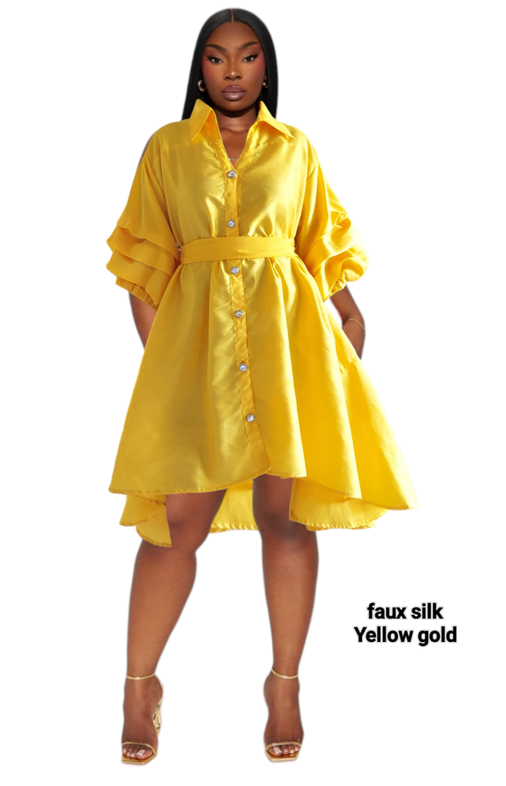 Errama Swing Shirt/Dress- Yellow Gold