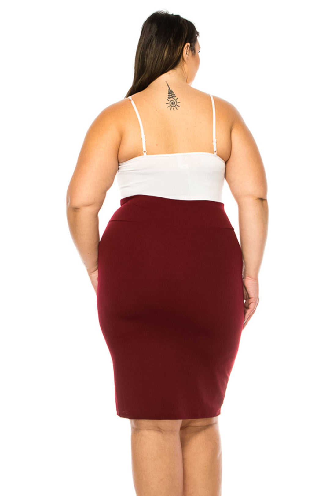 Women's Plus Size Solid Pencil Skirt with Banded Waist