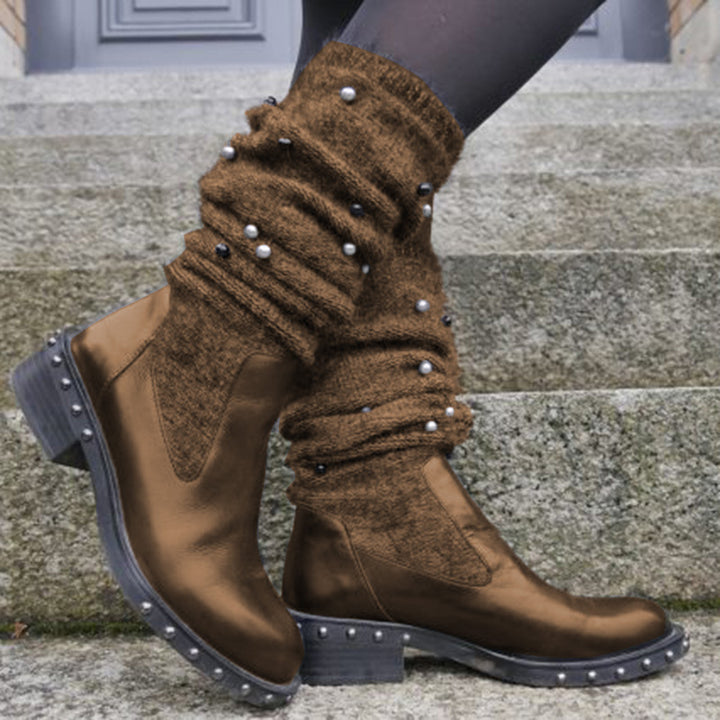 Studded Knit Slouchy boots