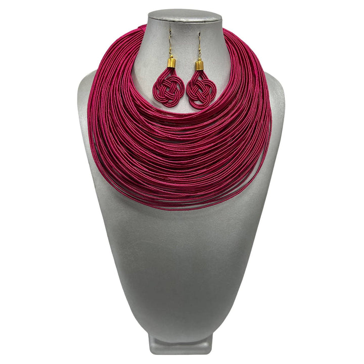 Women's Solid Multiple Layer Necklace and Earring Set