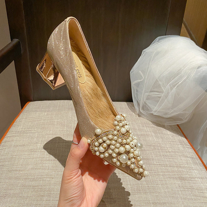 Pearl-Encrusted Bridal Shoe