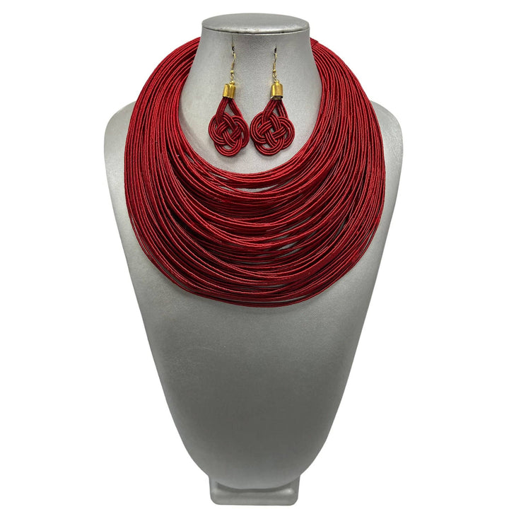 Women's Solid Multiple Layer Necklace and Earring Set