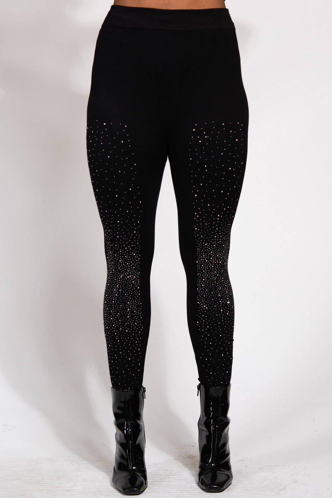 PLUS CRYSTAL STUDDED HIGH WAISTED BLACK LEGGINGS 17