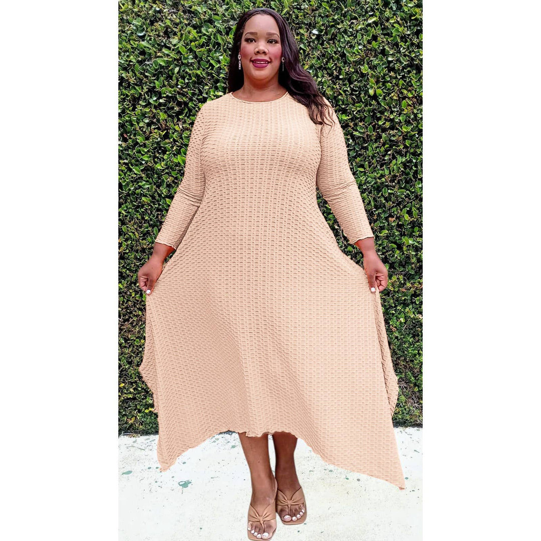 PLUS SIZE JAQUARD MIDI DRESS