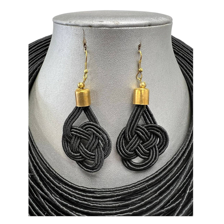 Women's Solid Multiple Layer Necklace and Earring Set