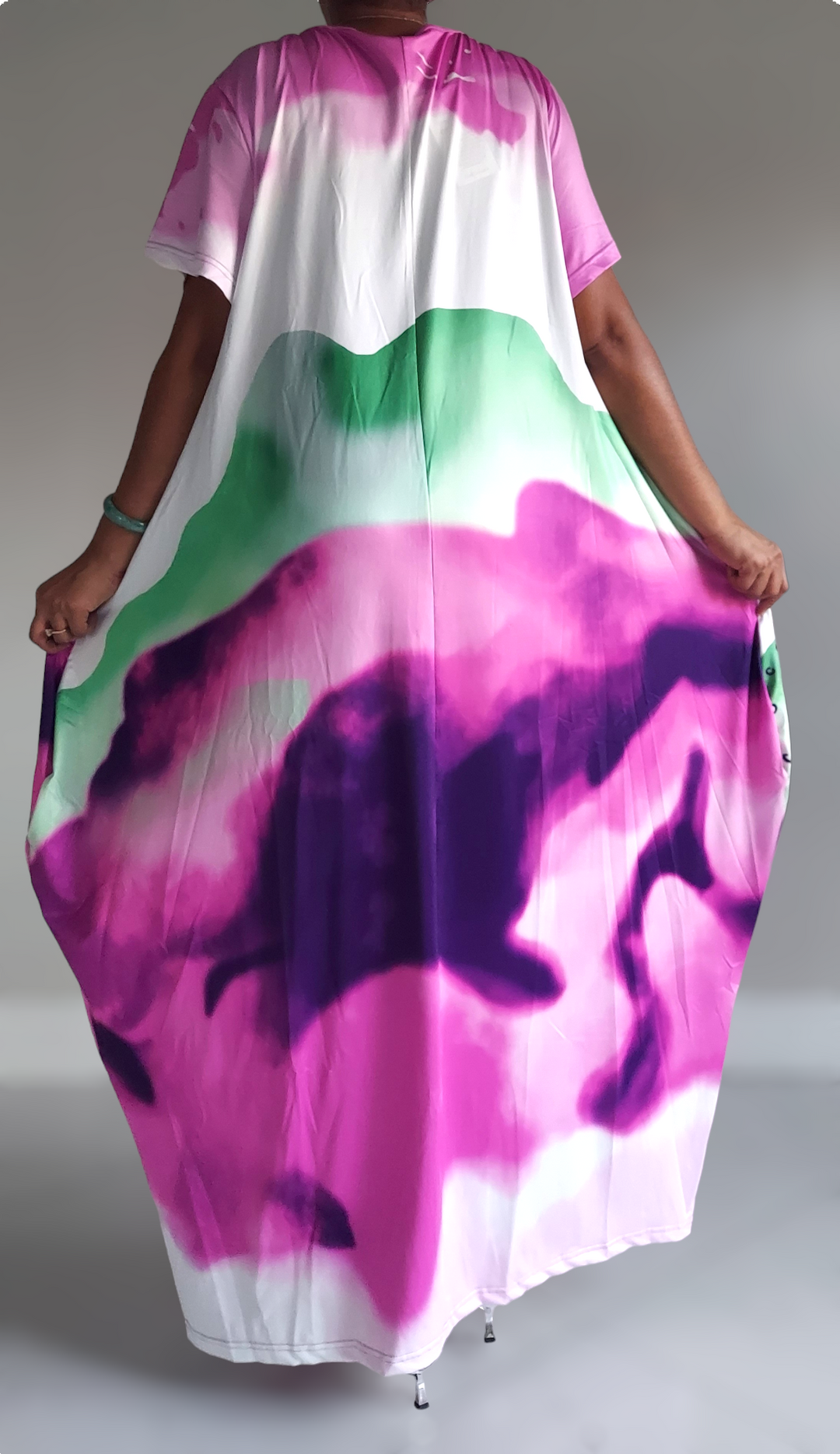 Women Afro Print Bubble Dress- Pink