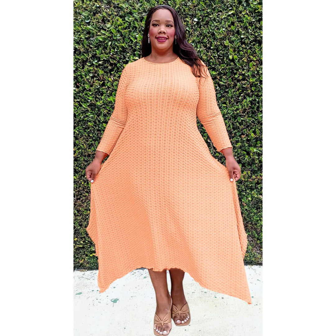 PLUS SIZE JAQUARD MIDI DRESS