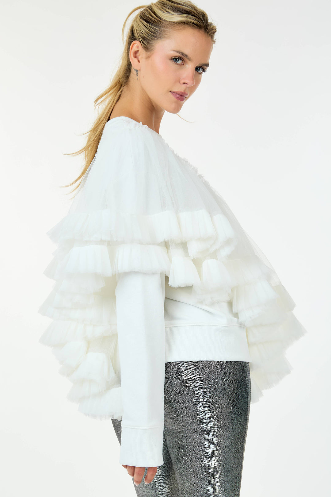 Draped Tulle Sweater