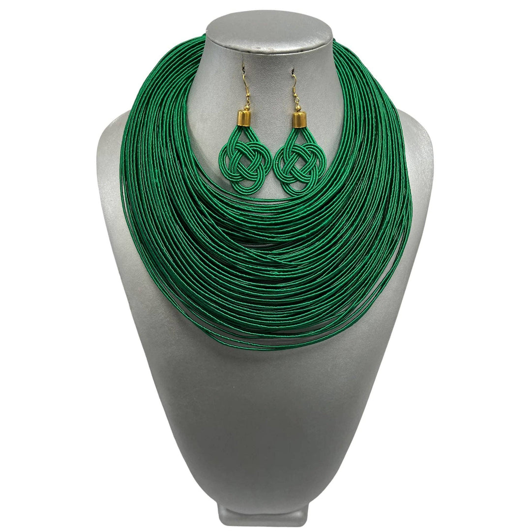 Women's Solid Multiple Layer Necklace and Earring Set