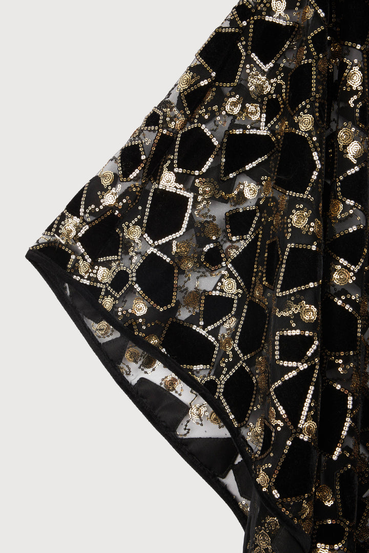 Velvet Sequin Collared Capelet