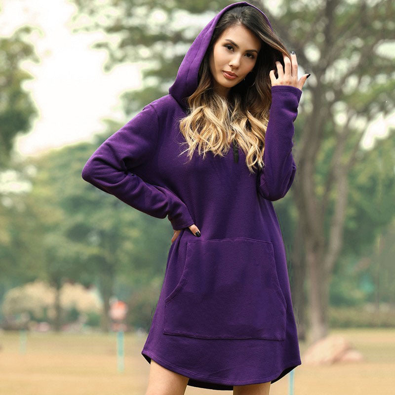 Hooded pocket sweatshirt dress