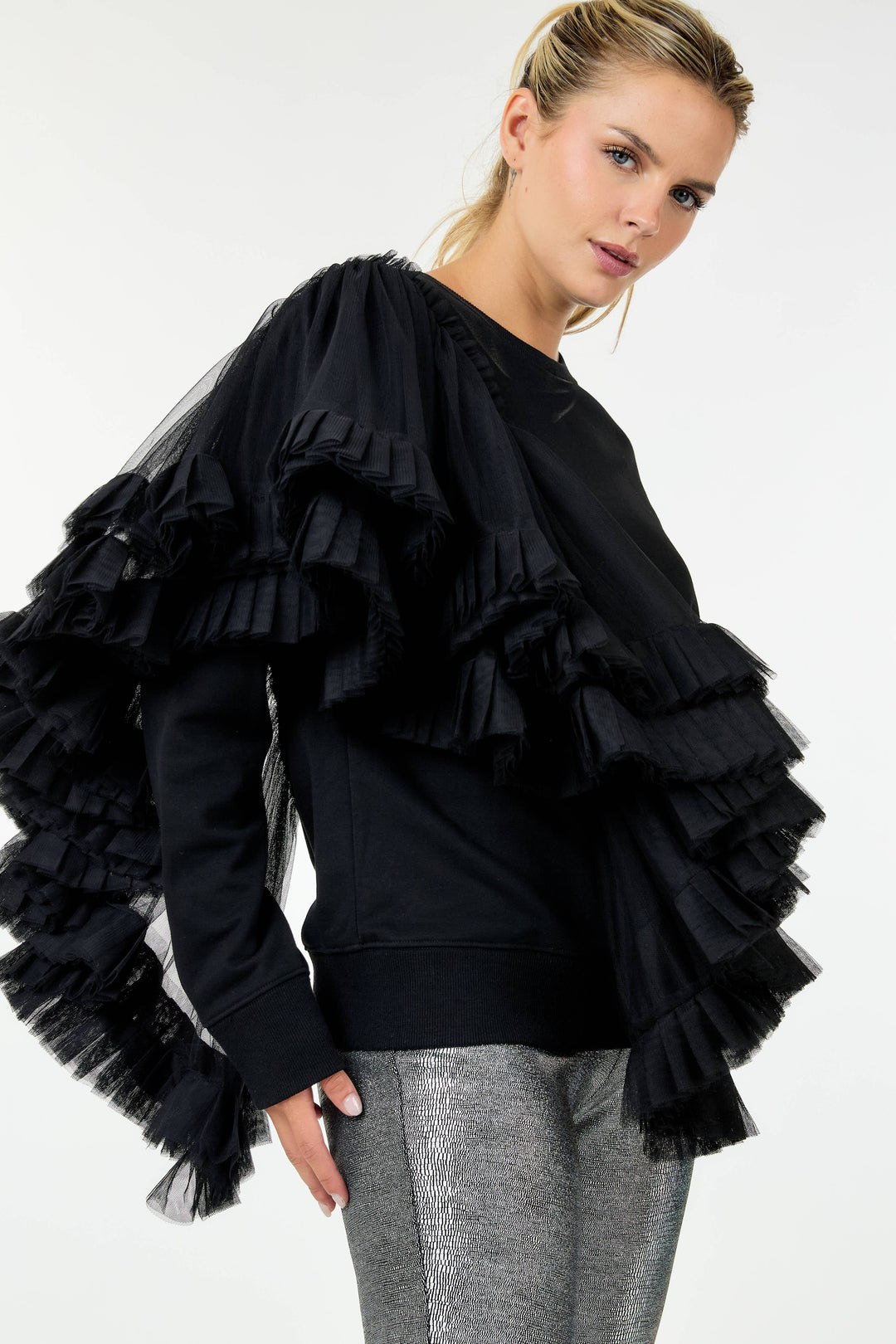 Draped Tulle Sweater