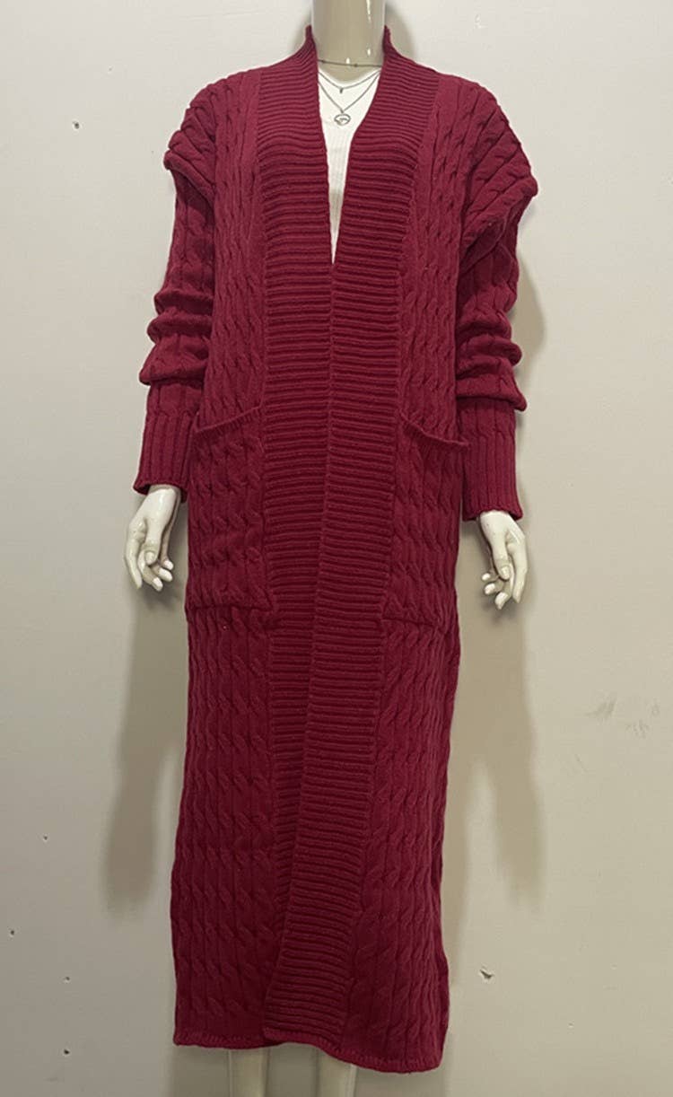 CT037 Cozy Plus Size Long Knit Sweater Coat