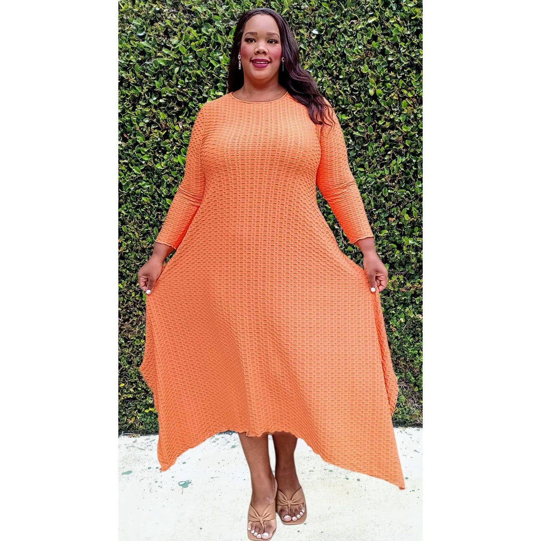 PLUS SIZE JAQUARD MIDI DRESS