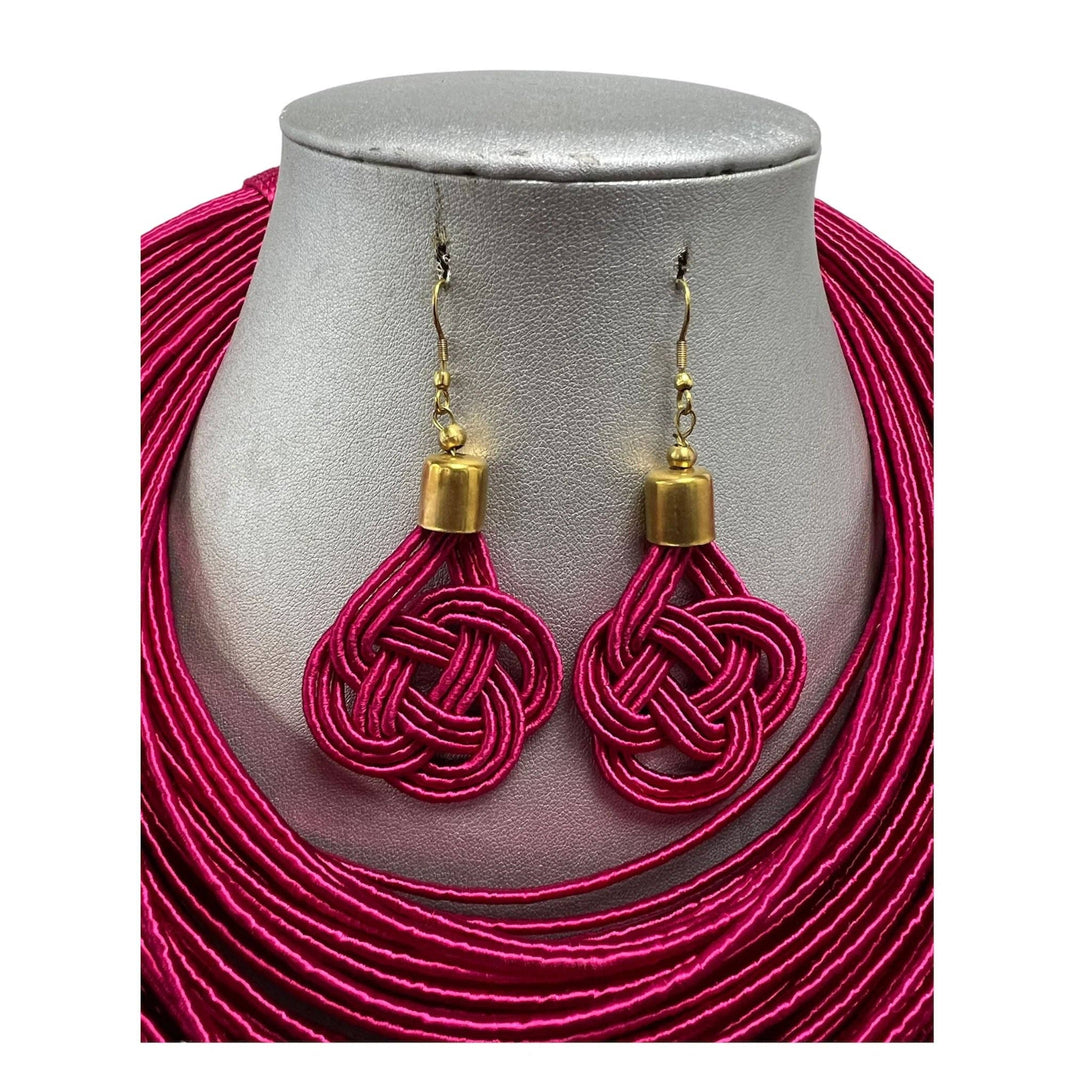 Women's Solid Multiple Layer Necklace and Earring Set