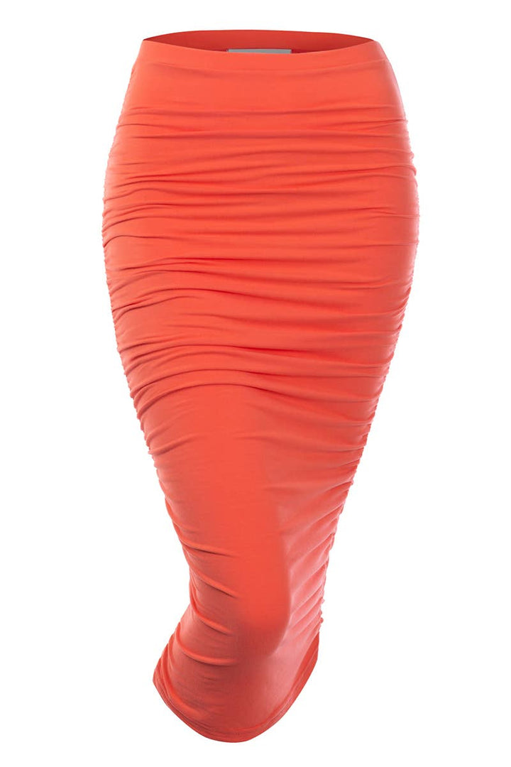 CWBMS070_Slim Fit Ruched Long Pencil Skirt