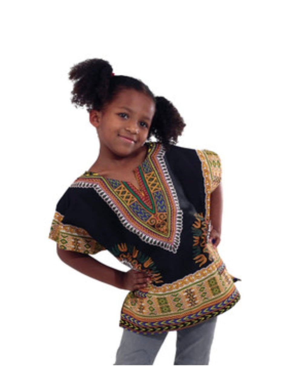 Children’s Traditional Print Short-Sleeve Dashiki