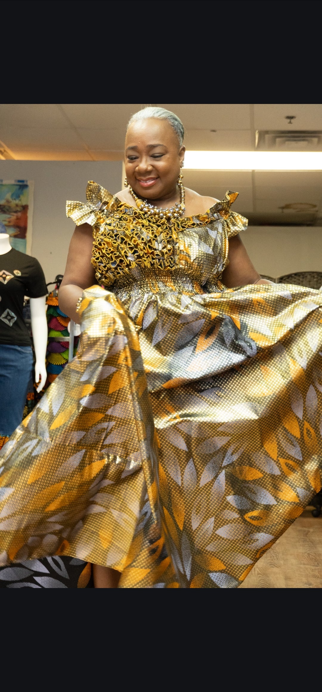 Ankara Gold Dress