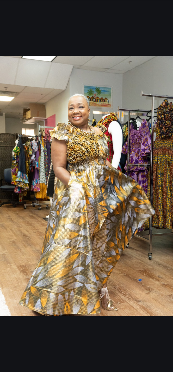 Ankara Gold Dress