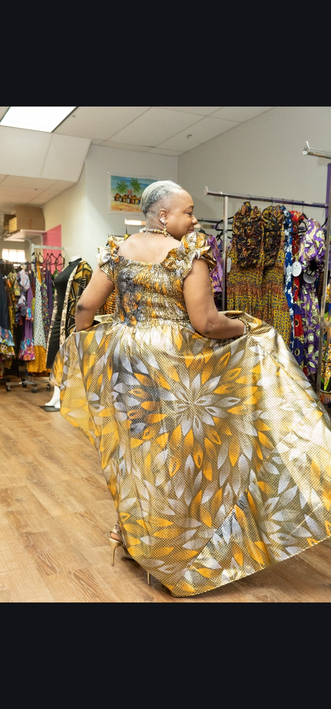 Ankara Gold Dress